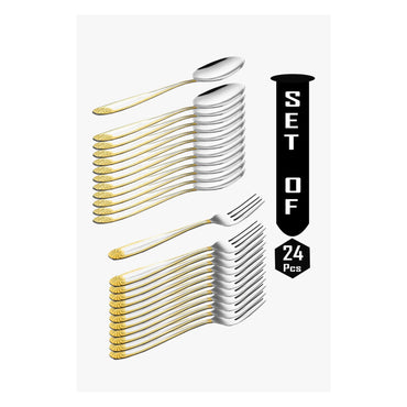 Stainless Steel Kitchen Spoons Set - Set of 24 Pcs (12 pcs tea + 12 pcs Fork)